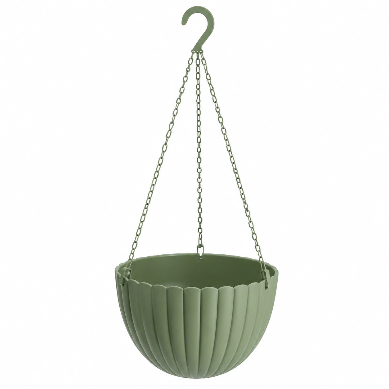 Hängeblumentopf 25 cm Kunststoff Grün mit Kettenaufhängung für Balkon und Garten
