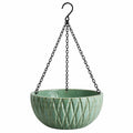 Hängeblumentopf Ø 25 cm Keramik Grün mit Metallkette für Innenräume