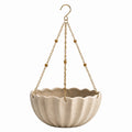 Hängeblumentopf Durchmesser 25 cm Keramik Beige mit Metallkette für Innenbereiche