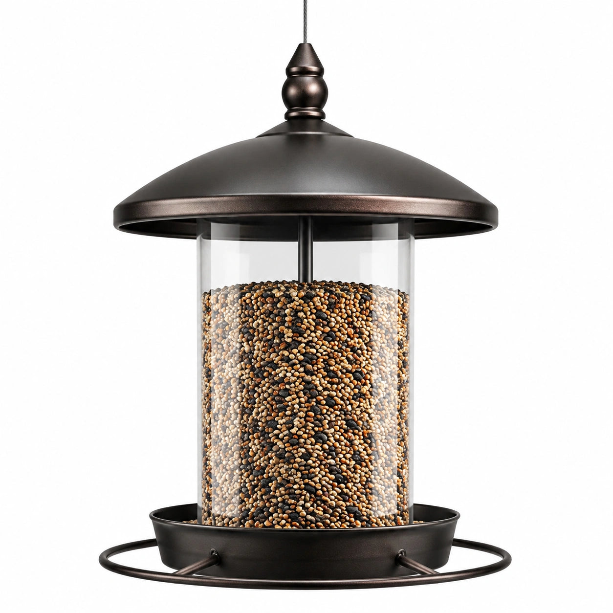 Vogelfutterspender 20 cm Metall Kunststoff Schwarz Hängend für Wildvögel