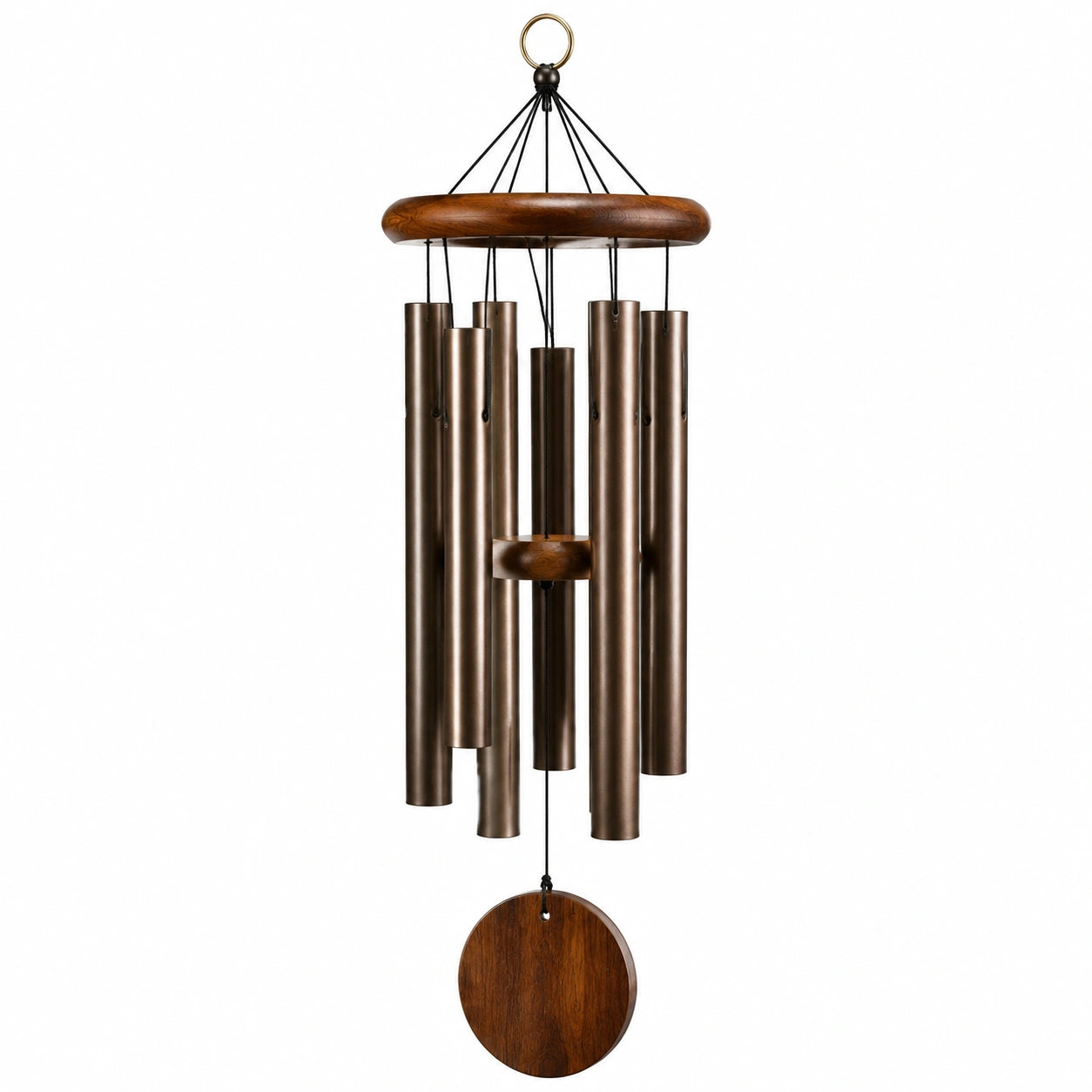 Windspiel 100 cm aus Metall und Holz in Bronze Braun für Innen und Außen