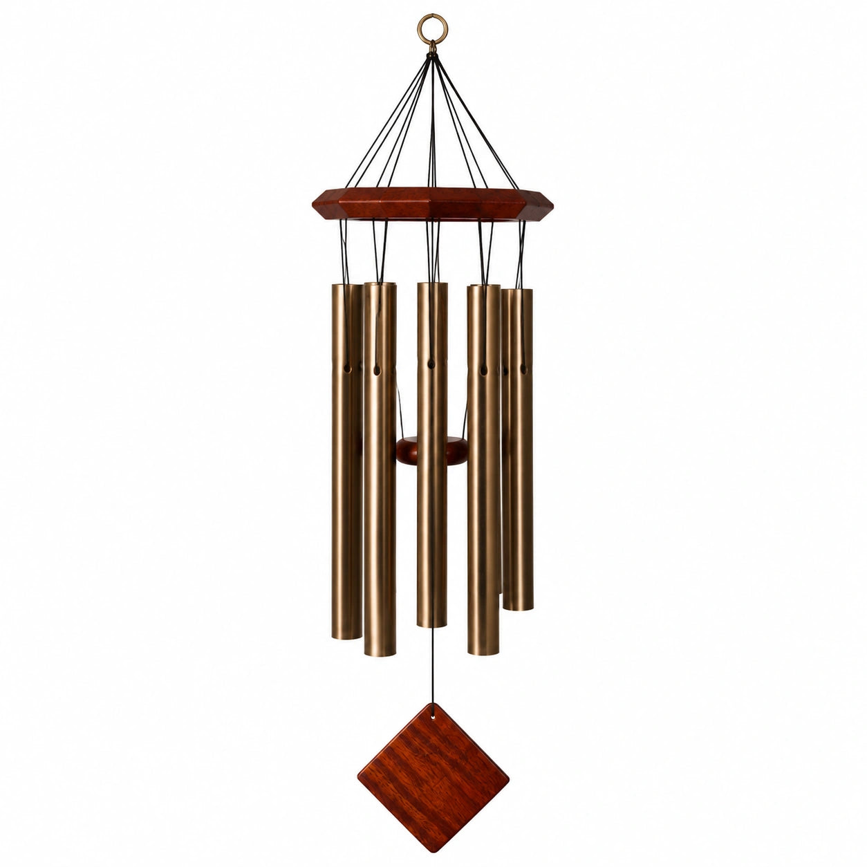 Windspiel 90 cm aus Metall und Holz in Bronze Braun für Innen und Außen