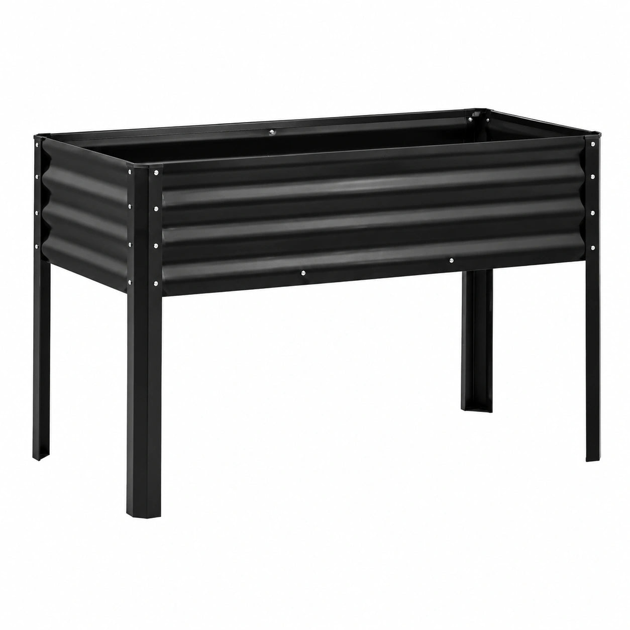 Hochbeet 120 x 60 x 80 cm aus Metall Schwarz mit erhöhtem Stand für Garten und Balkon
