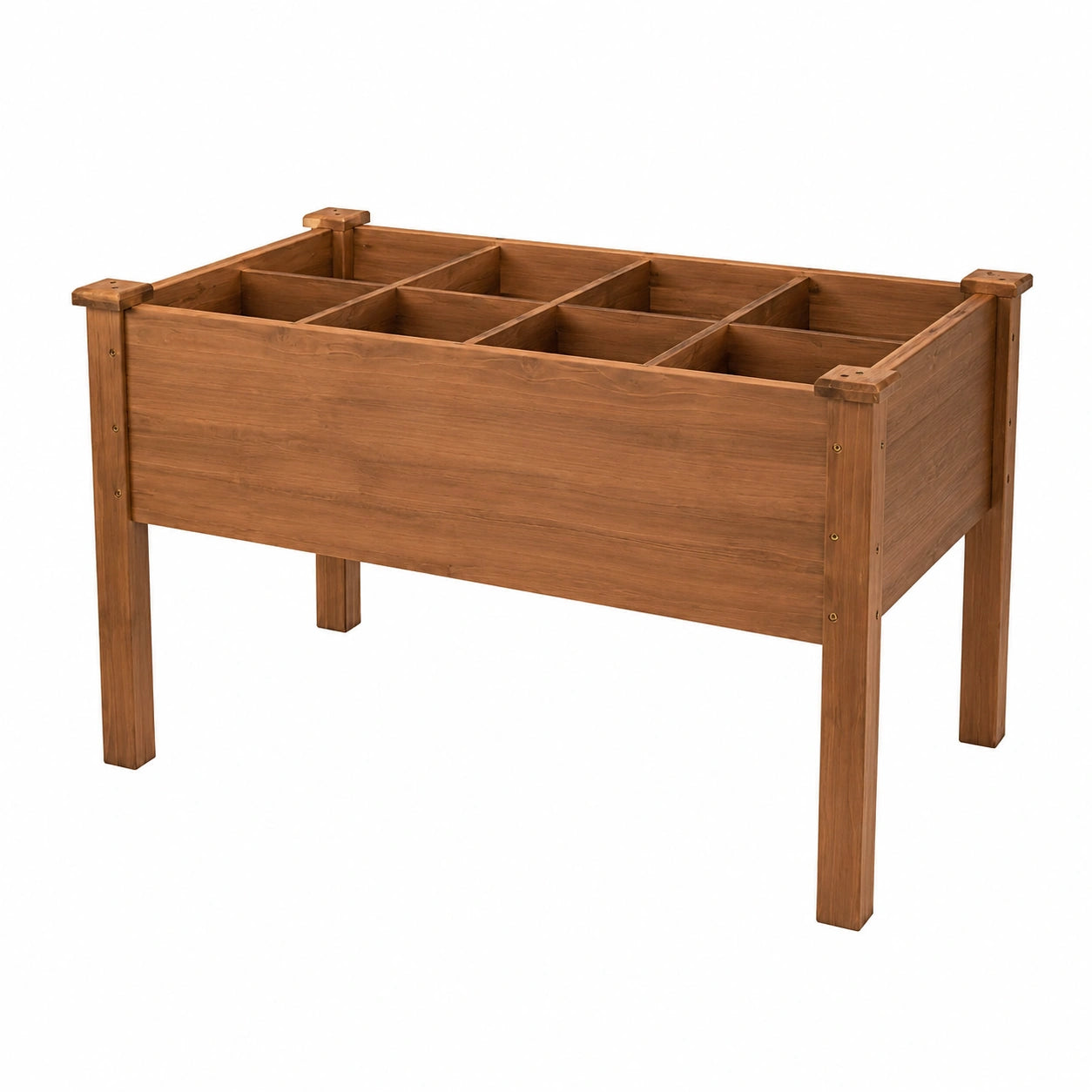 Hochbeet 120 x 60 x 80 cm aus Holz Braun mit Pflanzfächern