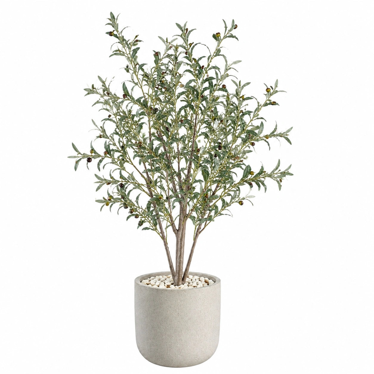 Künstlicher Olivenbaum 150 cm aus Kunststoff im Zementtopf für Innenräume