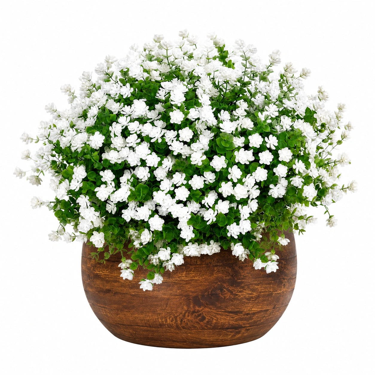 Künstliche Topfpflanze 45 cm Kunststoff Weiß Grün mit braunem Topf Dekoration