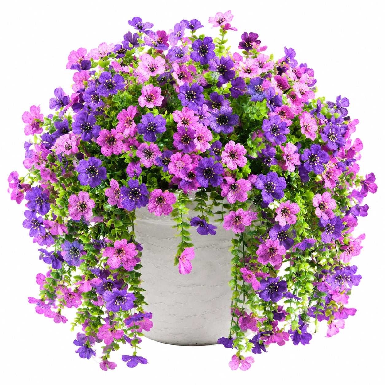 Künstliche Topfpflanze 48 cm aus Kunststoff Rosa Lila Grün mit Hängeblüten