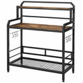 Gartenarbeitstisch 110 x 50 x 150 cm aus Holz und Stahl braun schwarz mit Ablage und Haken